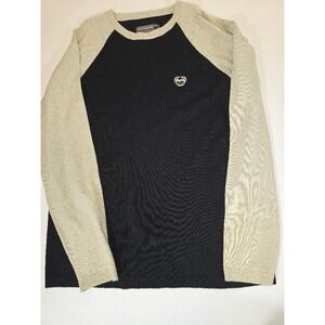 Billabong Sweater Knit Crewneck Raglan Logo Pullover Black/White Top Mens Size L
